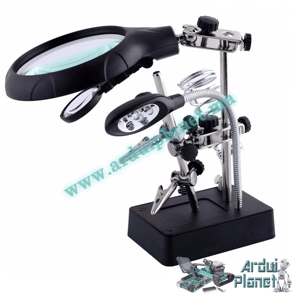 Troisième Main avec Loupe et Lampe 3 En 1