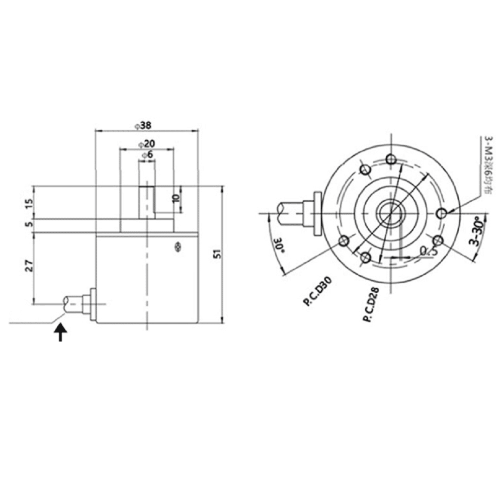 Encodeur Rotatif Incrémental optique 400 impulsions 5-24V – Image 3