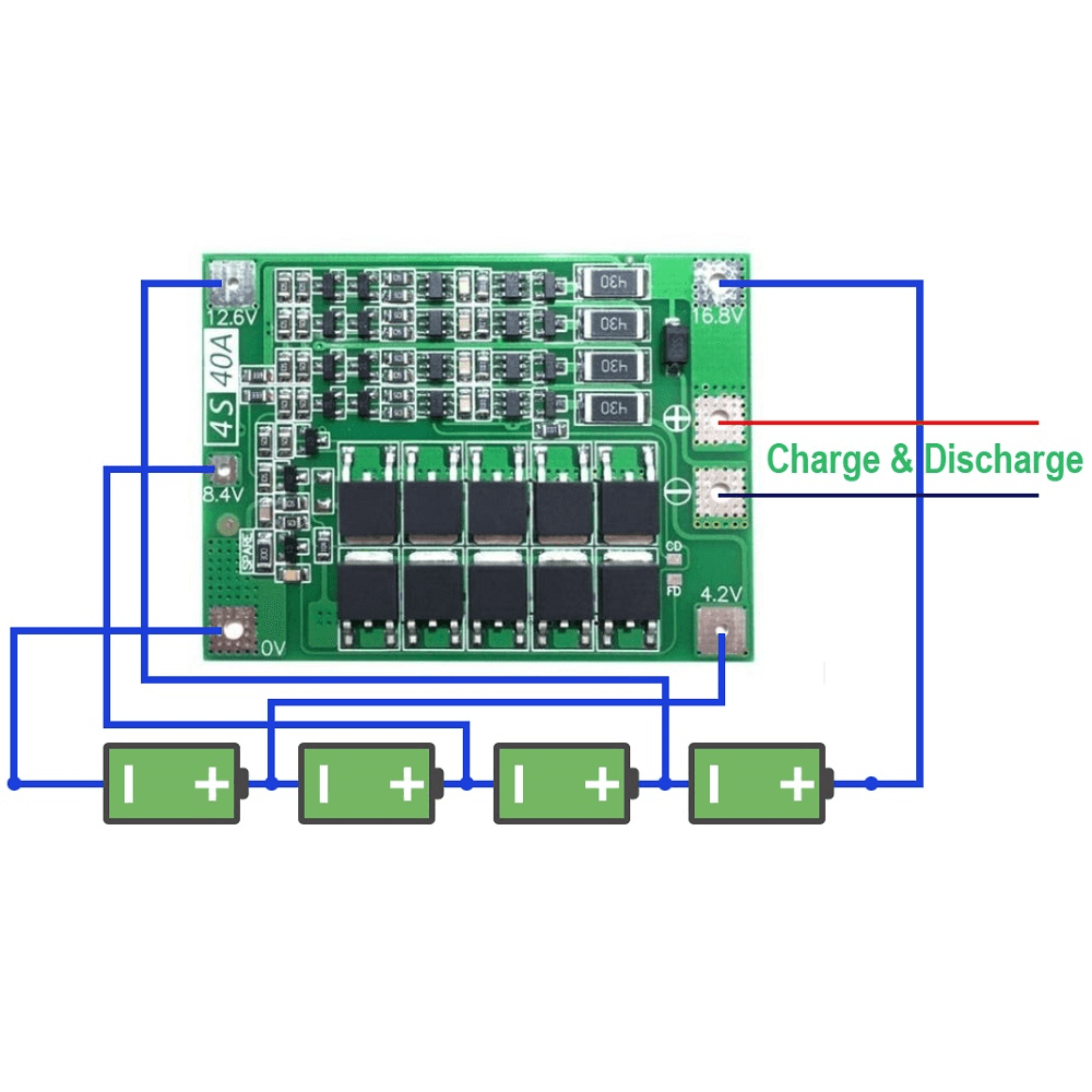4S 40A BMS Chargeur de Batteries Lithium 4 Cellules – Image 2